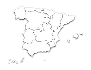 SPAIN MAP WITH ITS PROVINCES AND POLITICAL ADMINISTRATIVE DIVISIONS
