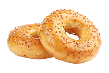 two bagels on a white separated from white and transparent background