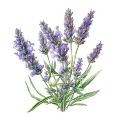 Naklejka premium Spring lavender watercolor illustration, spring clipart