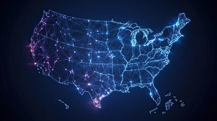 Fototapeta premium Abstract Tech-Driven Map of the United States