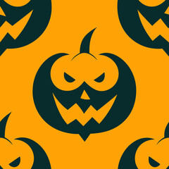 whimsical, repeating, seamless pattern, Halloween pumpkin,
