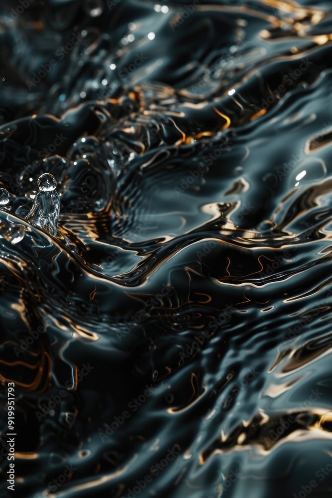 Poster close-up view of water surface with ripples and reflections
