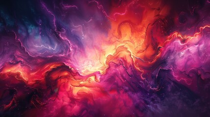 Fototapeta premium Digital Art of an Abstract Painting with Vibrant Colors and Fantasy Composition