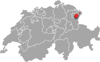 appenzell innerrhoden map ADMINISTRATIVE DIVISIONS of SWITZERLAND 3d isometric map