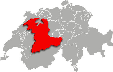 bern map ADMINISTRATIVE DIVISIONS of SWITZERLAND 3d isometric map