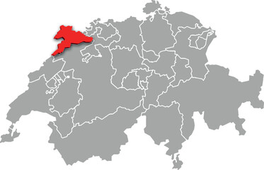 jura map ADMINISTRATIVE DIVISIONS of SWITZERLAND 3d isometric map