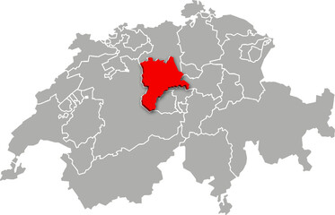 luzern map ADMINISTRATIVE DIVISIONS of SWITZERLAND 3d isometric map