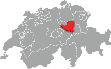 Obraz premium schwyz map ADMINISTRATIVE DIVISIONS of SWITZERLAND 3d isometric map