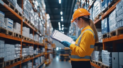 Generate a photo realistic image of inspectors inspecting personal protective equipment (PPE), with PPE storage area, equipment condition assessment, and inspection documentation visible