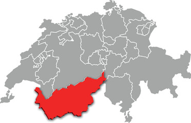 valais map ADMINISTRATIVE DIVISIONS of SWITZERLAND 3d isometric map