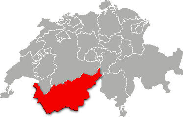 valais map ADMINISTRATIVE DIVISIONS of SWITZERLAND 3d isometric map