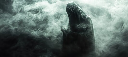 Obraz premium Grim Reaper appearing as a ghostly apparition
