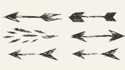 Obraz premium A set of arrows drawn in ink on a white background