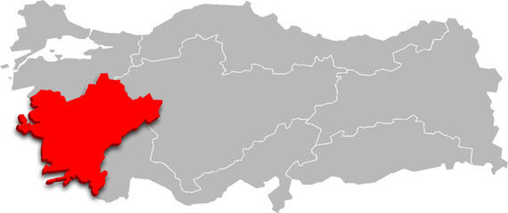 aegean region map ADMINISTRATIVE DIVISIONS of T&uuml;rkiye 3d isometric map