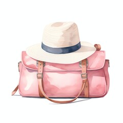 Travel suitecase watercolor illustration, travel clipart