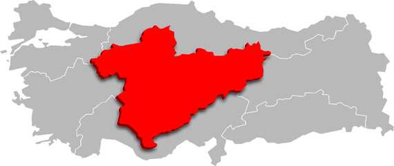 central antolia region map ADMINISTRATIVE DIVISIONS of Türkiye 3d isometric map