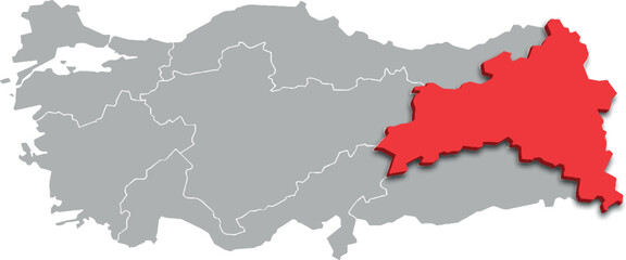 eastern anatolia region map ADMINISTRATIVE DIVISIONS of Türkiye 3d isometric map