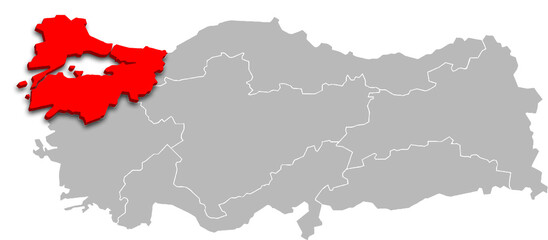 marmara region map ADMINISTRATIVE DIVISIONS of T&uuml;rkiye 3d isometric map