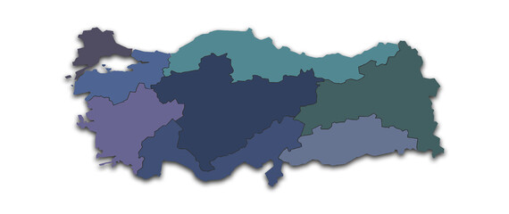 Türkiye MAP WITH ITS PROVINCES AND POLITICAL ADMINISTRATIVE DIVISIONS