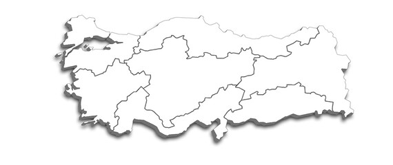 Türkiye MAP WITH ITS PROVINCES AND POLITICAL ADMINISTRATIVE DIVISIONS