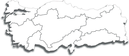 Obraz premium Türkiye MAP WITH ITS PROVINCES AND POLITICAL ADMINISTRATIVE DIVISIONS