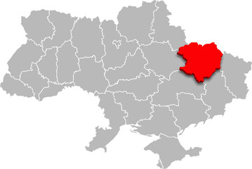 kharkiv map PROVINCE of UKRAINE 3d isometric map