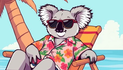 Naklejka premium Cool Koala on Vacation.