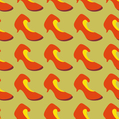 whimsical, repeating, seamless pattern, shoe , encaustic monotype printing