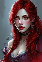 Naklejka premium Redhead Woman With Fiery Eyes.