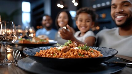 Smiling moments: happy Black people eating together, highlighting the pure joy and contentment found in shared meals, conversation, and the enjoyment of delicious food.
