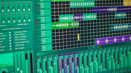 Empty space used for recording music on electronic tools in home studio, mixing and mastering...