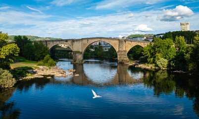 View of Ourense bridges, a city in northwestern Spain, known for its hot springs, Galicia