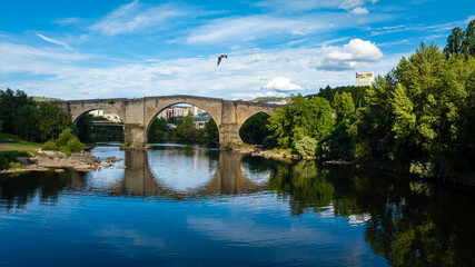 Fototapeta premium View of Ourense bridges, a city in northwestern Spain, known for its hot springs, Galicia