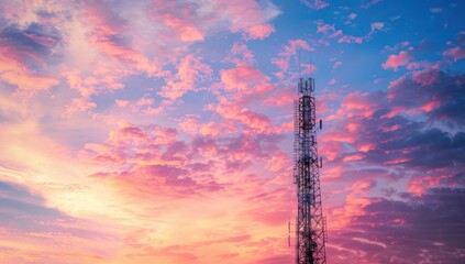 Towering Structure Against a Vibrant Sunset Sky