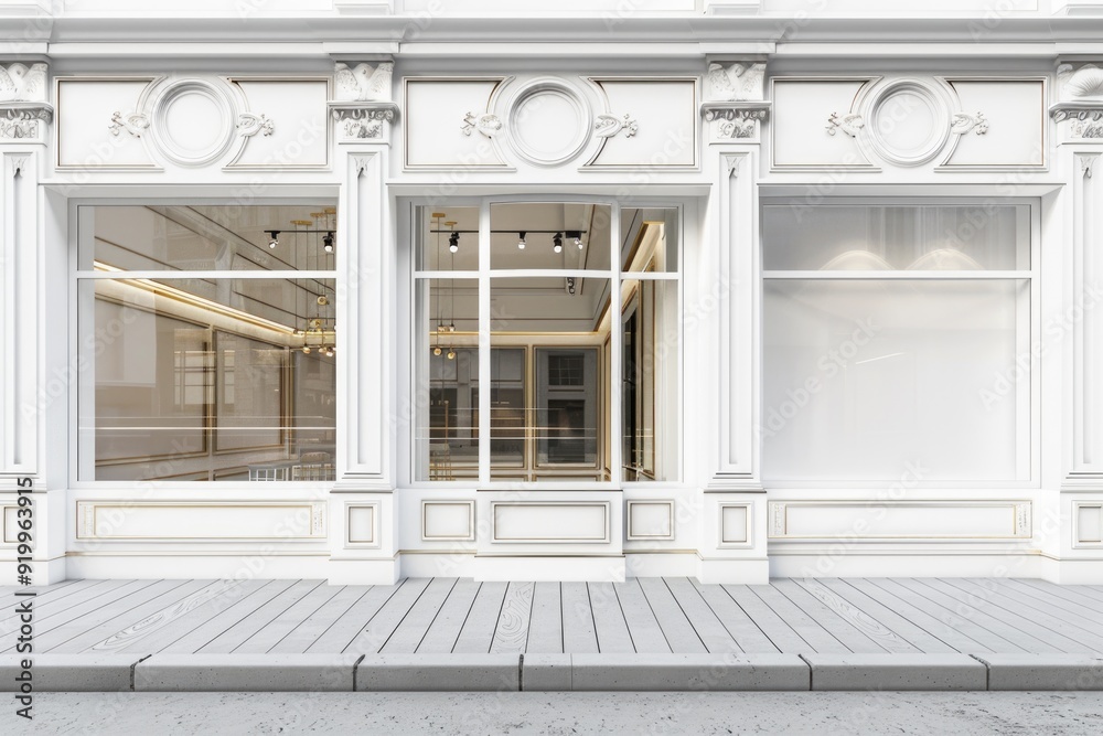 Poster a white storefront with a large window