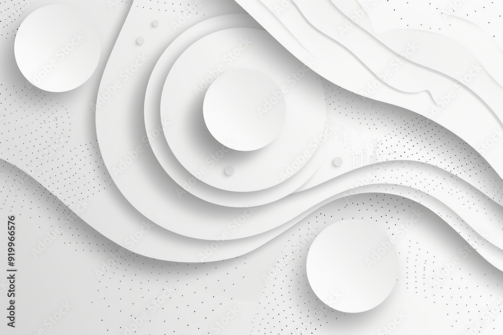 Poster A stylized design featuring interconnected circles and wavy patterns on a pure white background