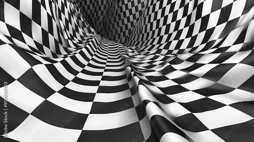 Poster A close-up view of a checkered pattern in black and white