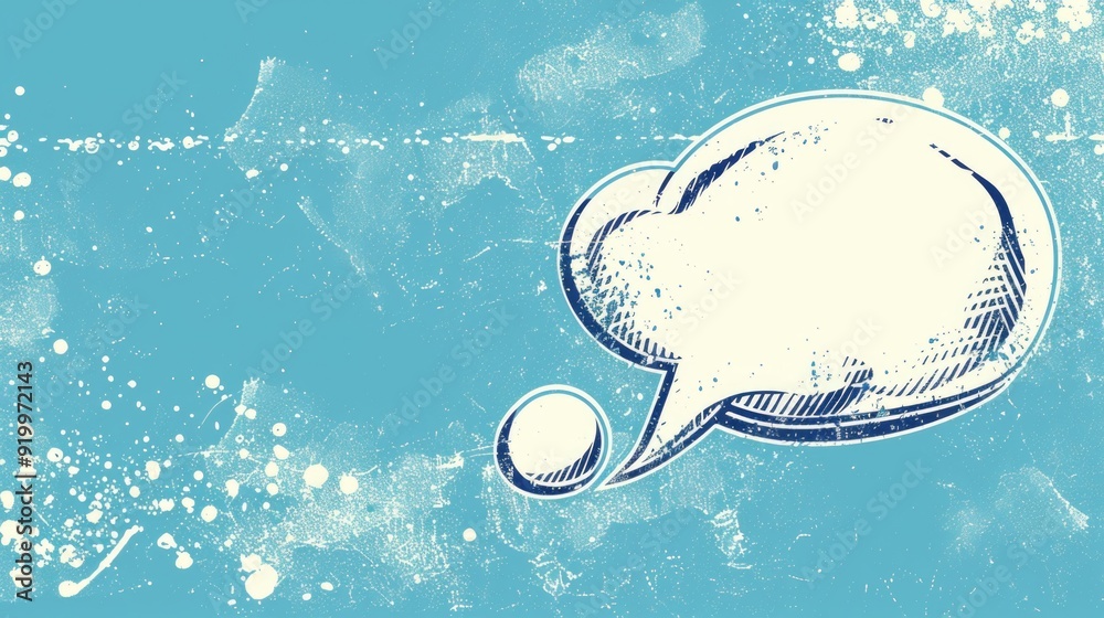Poster a blue background with a speech bubble, ideal for illustrations and graphics