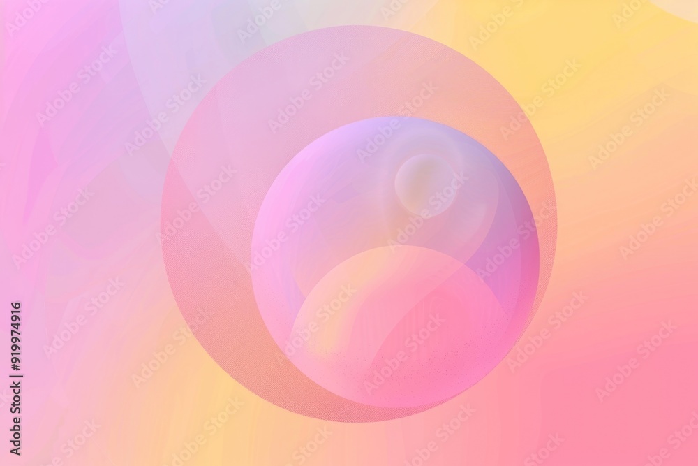Poster Abstract design featuring pink and yellow circles on a colorful background, perfect for creative projects or adding visual interest to presentations