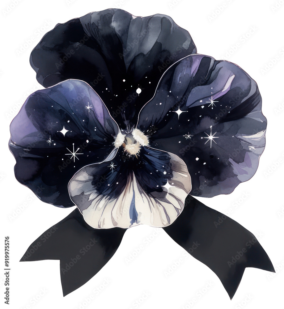 Sticker png cosmic flower with starry petals