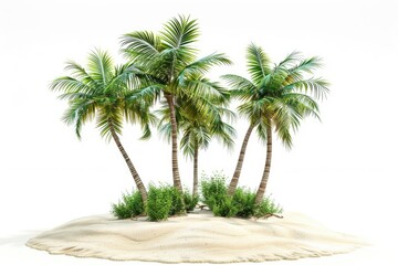 Obraz premium A small tropical island with three palm trees growing out of the center, perfect for a tranquil getaway