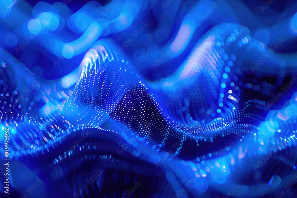 Poster A close-up shot of a blue abstract background with swirling patterns and textures