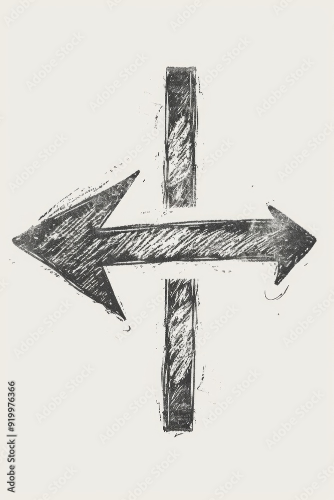 Poster simple illustration of an arrow in grayscale tones