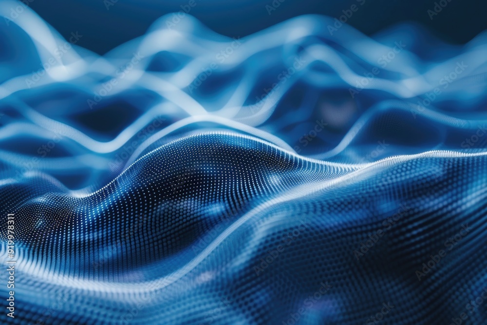 Poster a close-up shot of a wave of blue light, suitable for use in sci-fi or futuristic concepts