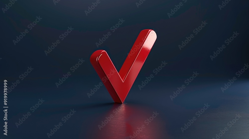 Poster a red v-shaped object sits on a dark, mysterious surface