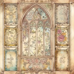 Obraz premium Window old paper, vintage digital paper