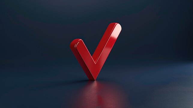 A red v-shaped object sits on a dark, mysterious surface