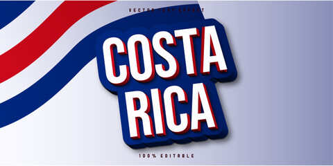 Costa Rica Text Effect 3D Style. Editable Text Effect.	
