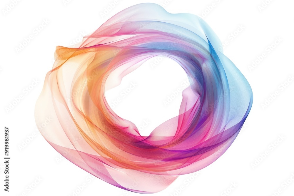 Poster A vibrant and colorful swirl of textured fabric on a clean white background, perfect for use in design projects where a pop of color is needed