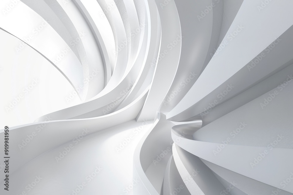 Poster A simple white wall with a unique curved design element